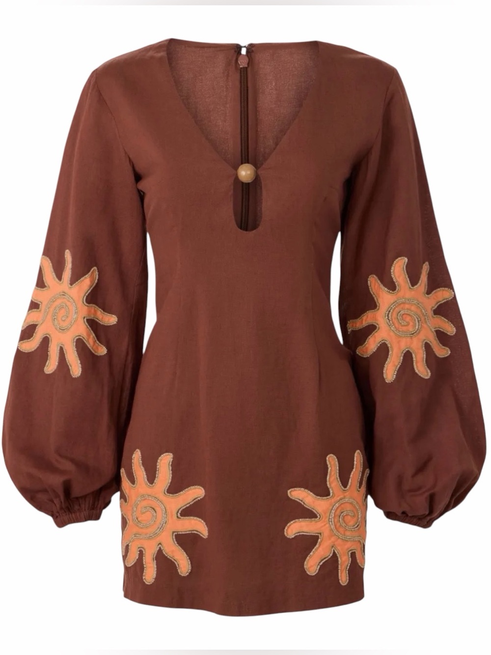 The Wolf Gang Sueno Long Sleeve Mini Dress Cocoa Brown